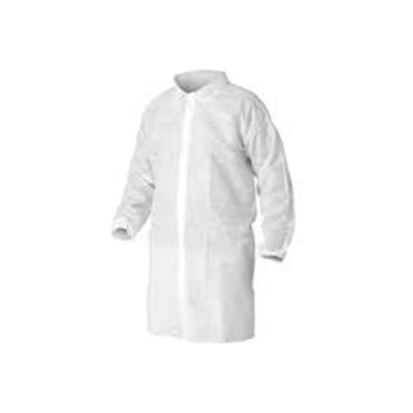 Keystone Safety Polypropylene Lab Coat, No Pockets, Elastic Wrists, Snap Front, Single Collar, Blue, MD 30/Case LC0-BE-NW-MD - main